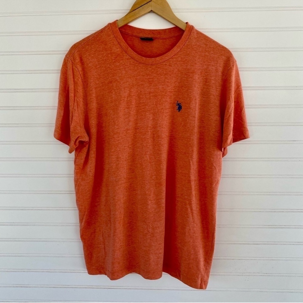 U.S. Polo Assn. T-Shirt Medium Orange Heathered Crewneck Short Sleeve Tee